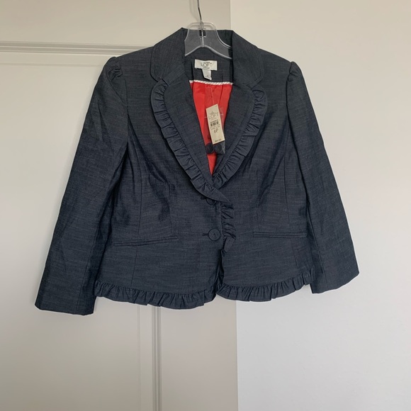 Loft Chambray Ruffle Jacket - Picture 4 of 7